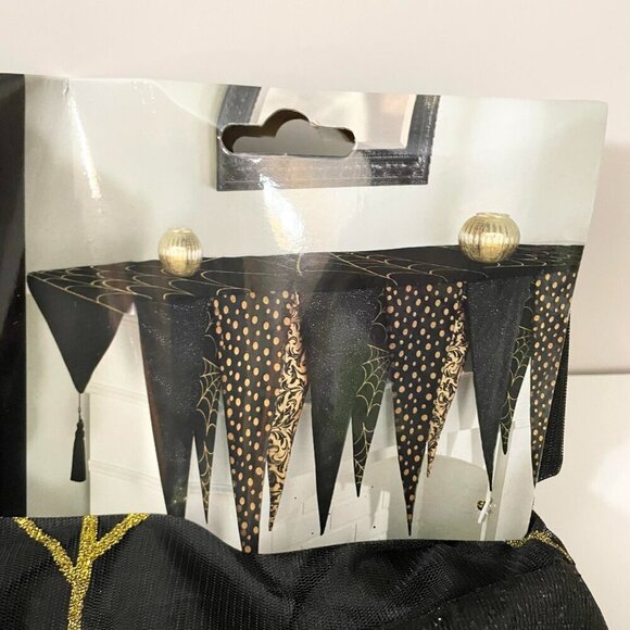 Amscan Black Spiderweb Polkadot Glitter Halloween Mantle Scarf 32.5 x 72 Inch - Picture 2 of 13